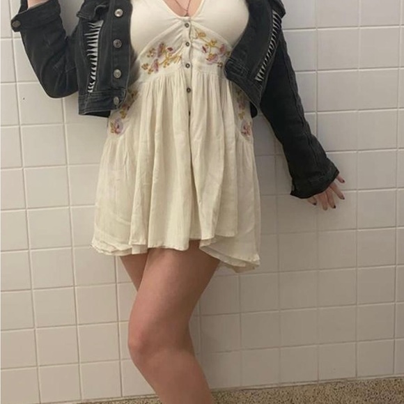 Free people day glow mini/midi dress w flower embroider stitching (small) - Picture 4 of 4